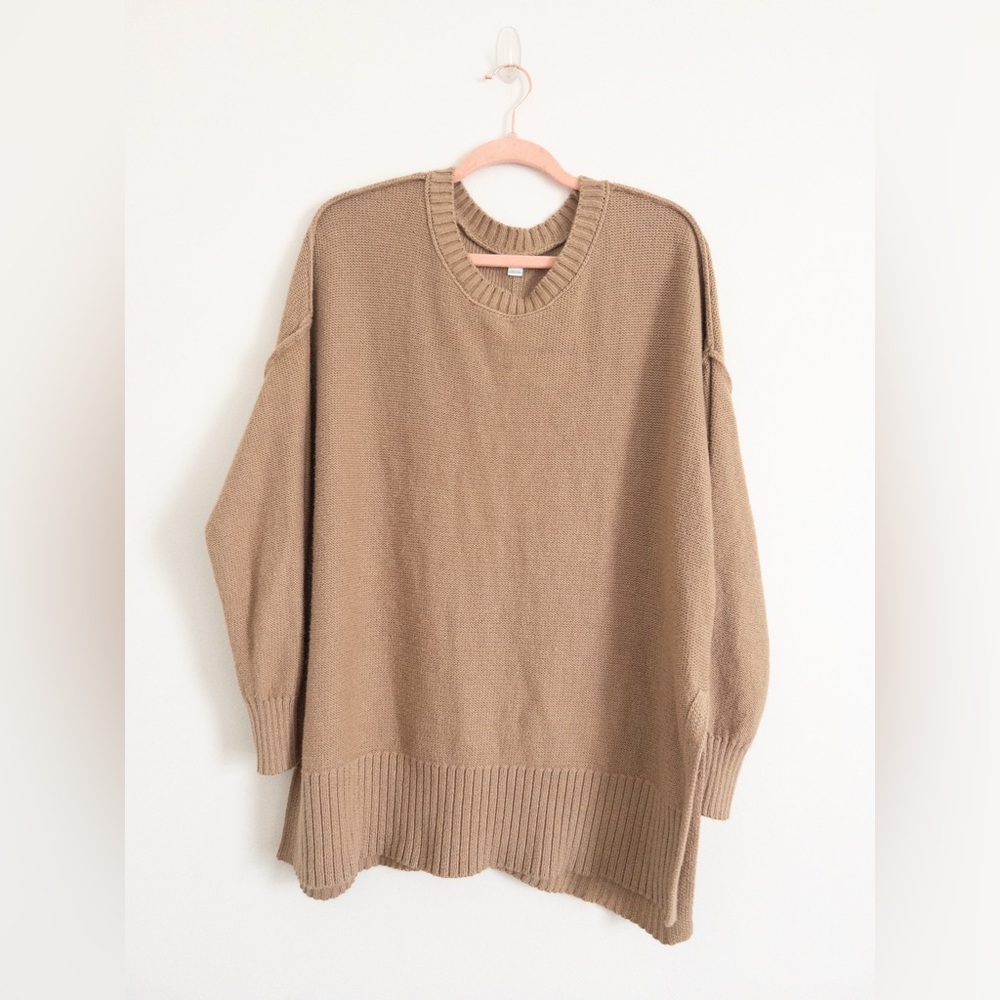 Aerie Desert Oversized Cotton Blend Sweater Tan Taupe Size M